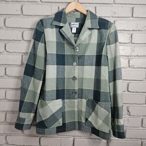Vintage Pendleton Womens 49er Jacket M Green Shadow Plaid Wool 1950s READ